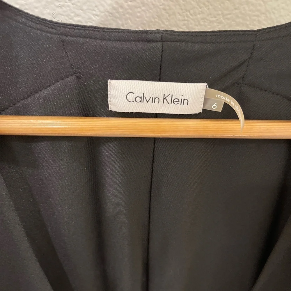 Calvin Klein shoulder sequin black dress 6